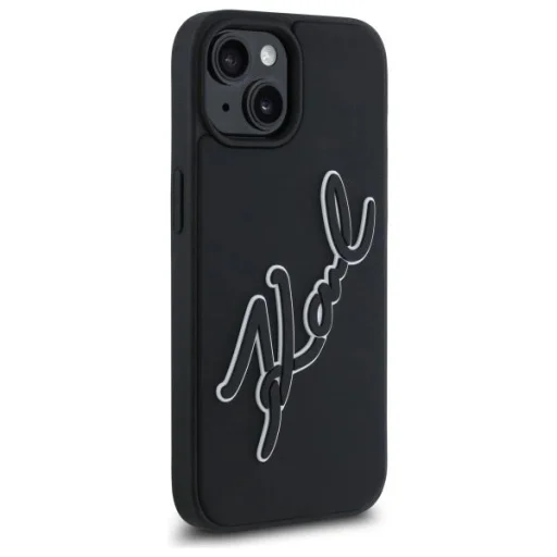  iPhone 15 Karl Lagerfeld 3D Rubber Signature tok - fekete - 4