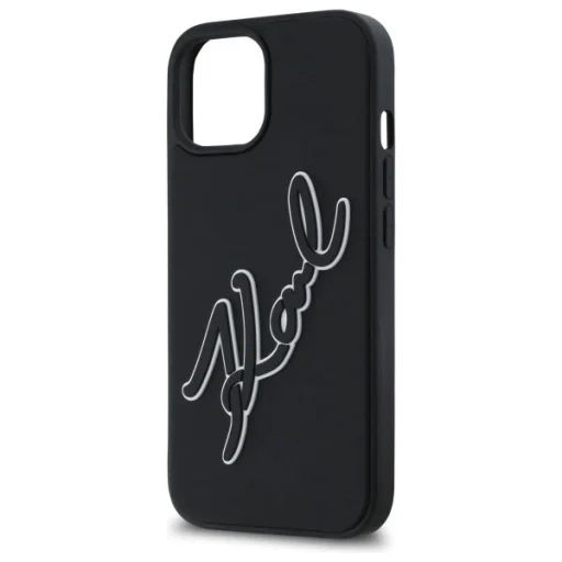 iPhone 15 Karl Lagerfeld 3D Rubber Signature tok - fekete - 6