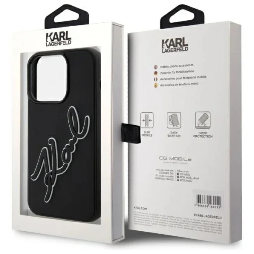  iPhone 15 Pro Max Karl Lagerfeld 3D Rubber Signature tok - fekete - 8