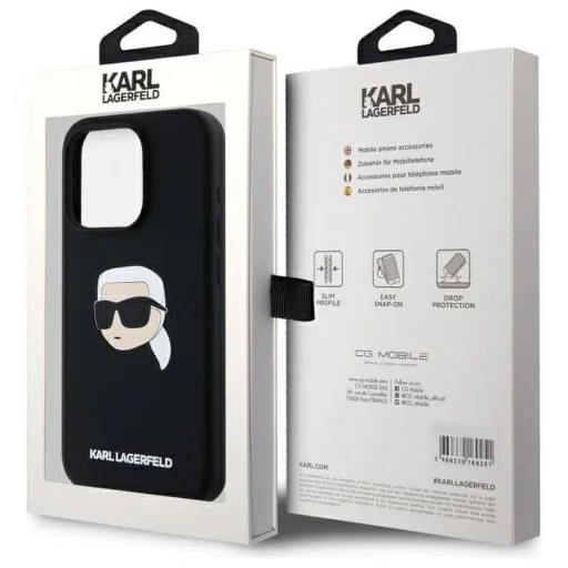  iPhone 15 Pro Fekete KARL LAGERFELD MagSafe kompatibilis KLHMP15LSKHPPLK (SIL KL Head Print) tok - 2