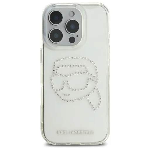  iPhone 16 Pro KLHCP16LHKHDCELT (IML Rhinestones K Head) Karl Lagerfeld tok átlátszó tok - 2