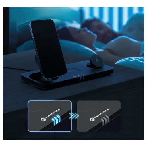 FORCELL F-ENERGY MagNetix 3 az 1-ben Qi2 20,5W vezeték nélküli töltő MagSafe kompatibilis fekete - 8