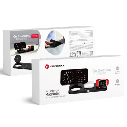 FORCELL F-ENERGY MagNetix 3 az 1-ben Qi2 20,5W vezeték nélküli töltő MagSafe kompatibilis fekete - 1