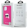  iPhone 15 KARL LAGERFELD fukszia tok MagSafe kompatibilis KLHMP15SSKHPPLF (SIL KL Head Print) tok thumbnail