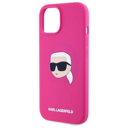  iPhone 15 KARL LAGERFELD fukszia tok MagSafe kompatibilis KLHMP15SSKHPPLF (SIL KL Head Print) tok - 2