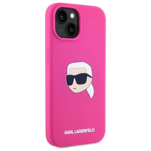  iPhone 15 KARL LAGERFELD fukszia tok MagSafe kompatibilis KLHMP15SSKHPPLF (SIL KL Head Print) tok - 3