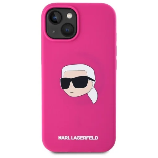  iPhone 15 KARL LAGERFELD fukszia tok MagSafe kompatibilis KLHMP15SSKHPPLF (SIL KL Head Print) tok - 4
