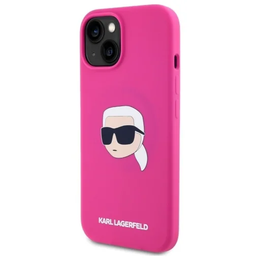  iPhone 15 KARL LAGERFELD fukszia tok MagSafe kompatibilis KLHMP15SSKHPPLF (SIL KL Head Print) tok - 5