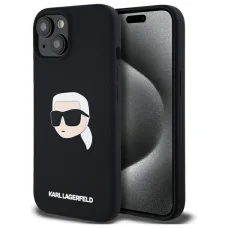  iPhone 15 Fekete KARL LAGERFELD tok MagSafe kompatibilis KLHMP15SSKHPPLK (SIL KL Head Print) tok
