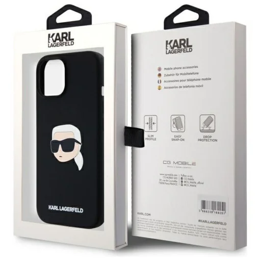  iPhone 15 Fekete KARL LAGERFELD tok MagSafe kompatibilis KLHMP15SSKHPPLK (SIL KL Head Print) tok - 2