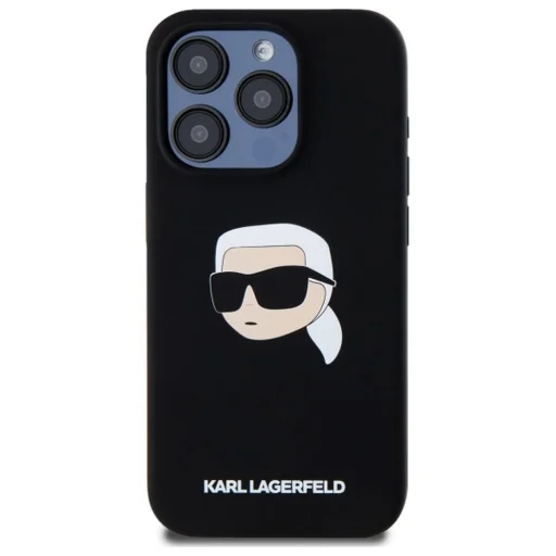  iPhone 15 Pro Fekete KARL LAGERFELD MagSafe kompatibilis KLHMP15LSKHPPLK (SIL KL Head Print) tok - 3