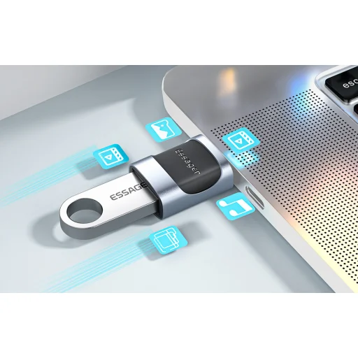 OTG Adapter USB 3.0 aljzat - USB-C dugó Essager (fekete) - 2