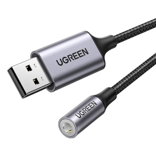 UGREEN CM477 Audió adapter, USB 3,5 mm-es mini jack 3,5 mm-es AUX csatlakozó (szürke) - 2