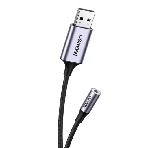 UGREEN CM477 Audió adapter, USB 3,5 mm-es mini jack 3,5 mm-es AUX csatlakozó (szürke) - 3