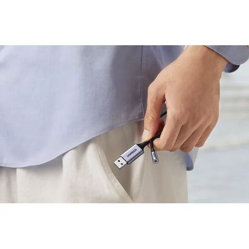 UGREEN CM477 Audió adapter, USB 3,5 mm-es mini jack 3,5 mm-es AUX csatlakozó (szürke) - 6