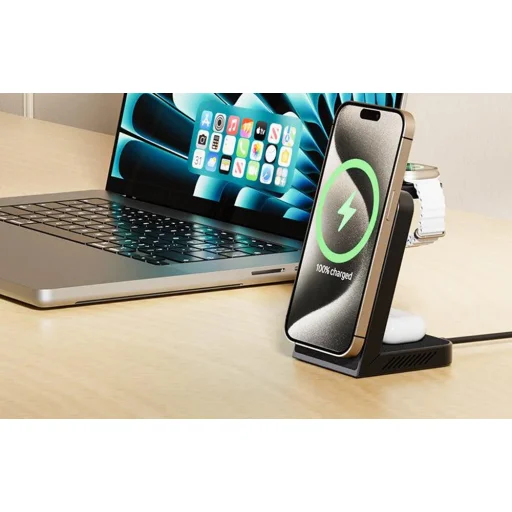 Vezeték nélküli töltő, INVZI, MGF7W, 3 az 1-ben, 15W - 4