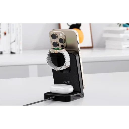 Vezeték nélküli töltő, INVZI, MGF7W, 3 az 1-ben, 15W - 5