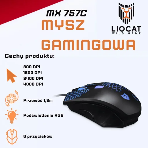Liocat gaming egér MX 757C fekete - 6