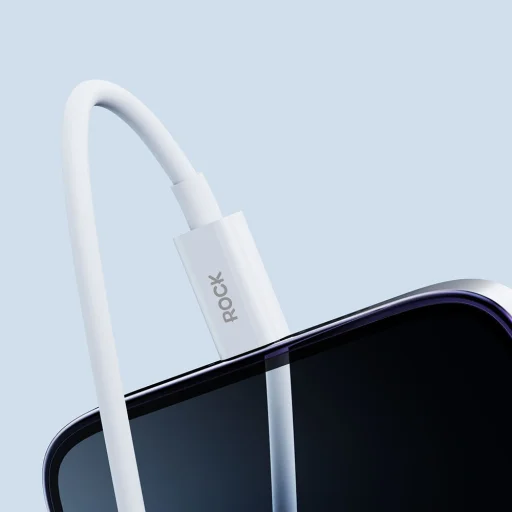 Rock Kábel Simple Sorozat - USB to Lightning - 2,4A 2 méter fehér - 4