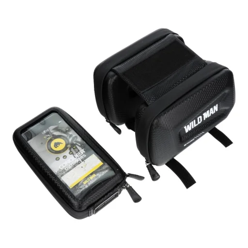 WILDMAN kerékpárvázra szerelhető utazótáska cipzárral E6S 1,2L (4"-7") fekete - 2