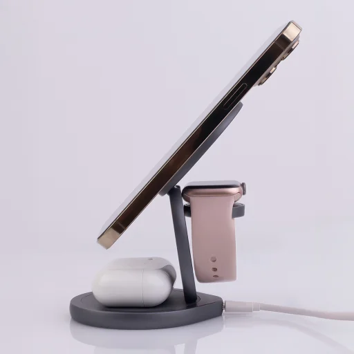 Forever MAWC-200 mágneses vezeték nélküli töltő 15W szürke 3in1 - 6