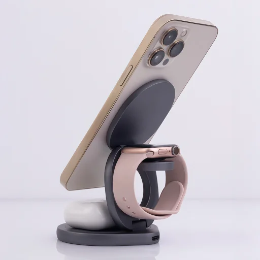 Forever MAWC-200 mágneses vezeték nélküli töltő 15W szürke 3in1 - 7