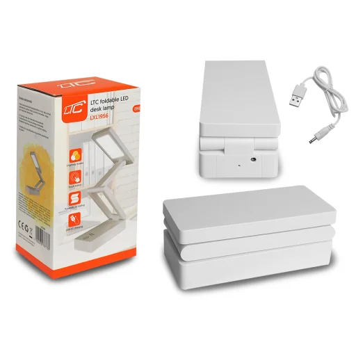 Összecsukható LED Asztali Lámpa 10W, 3000/4500/6000K, érintésvezérlés, 1200mAh, fehér, LTC - 4