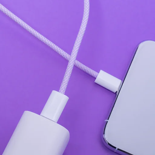Maxlife MXUC-06 kábel USB-C - Lightning 1,0 m 20W ibolya nylon - 4