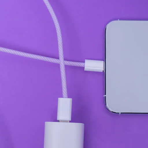 Maxlife MXUC-06 kábel USB-C - Lightning 1,0 m 20W ibolya nylon - 5