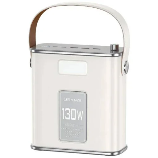 Powerbank 80000mAh 130W 2C+3A QC3.0+PD Gyors Töltés USAMS beige/beige STXLOGTC02 (US-CD196) + USB-C-USB-C kábel 100W 2m - 1