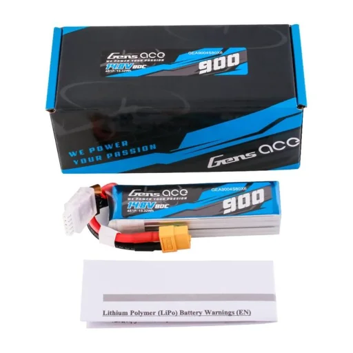 Gens Ace 900mAh 14.8V 80C 4S1P Lipo akkumulátor XT60 csatlakozóval - 5