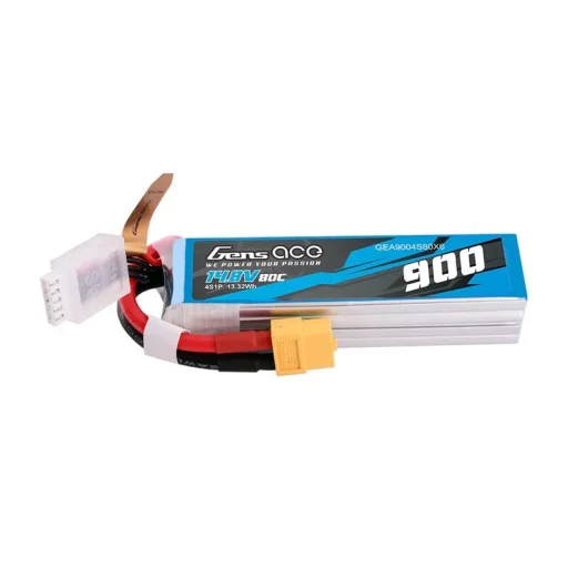 Gens Ace 900mAh 14.8V 80C 4S1P Lipo akkumulátor XT60 csatlakozóval - 1