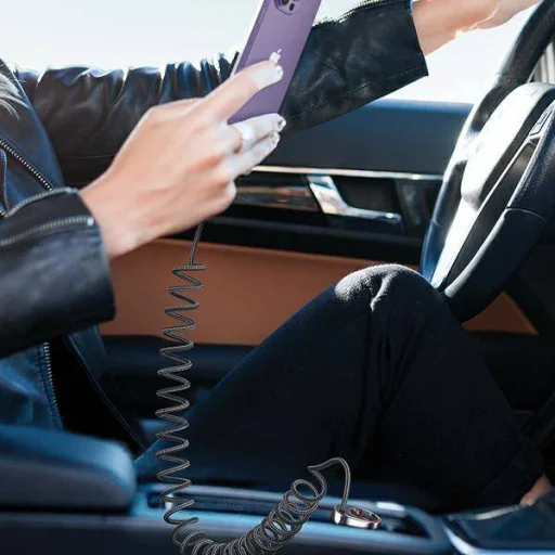 USAMS C37 Autós töltő 1xUSB+1xUSB-C 60W + Lightning kábel 30W PD+QC Gyors töltés fekete/fekete CC193CC01 (US-CC193) - 3