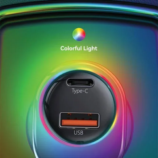 USAMS C37 Autós töltő 1xUSB+1xUSB-C 60W + Lightning kábel 30W PD+QC Gyors töltés fekete/fekete CC193CC01 (US-CC193) - 8