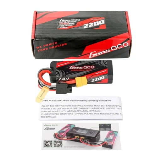 Gens ace G-Tech 2200mAh 7,4V 2S1P 60C GRP-76 keményházas Lipo akkumulátor XT60 csatlakozóval - 3