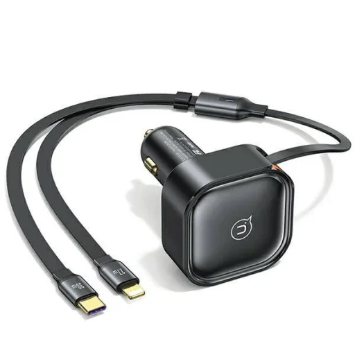 30W autós töltő visszahúzható kábellel 2x USB-C PD gyors töltés USAMS C41 CC220CC01 fekete tok - 1