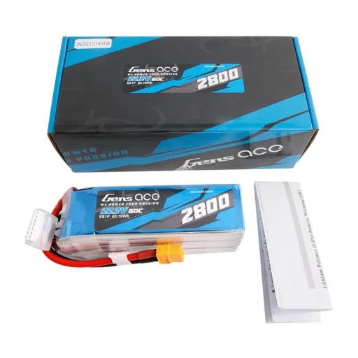 Gens ace 2800mAh 22.2V 60C 6S1P Lipo Akkumulátor XT60 csatlakozóval - 4