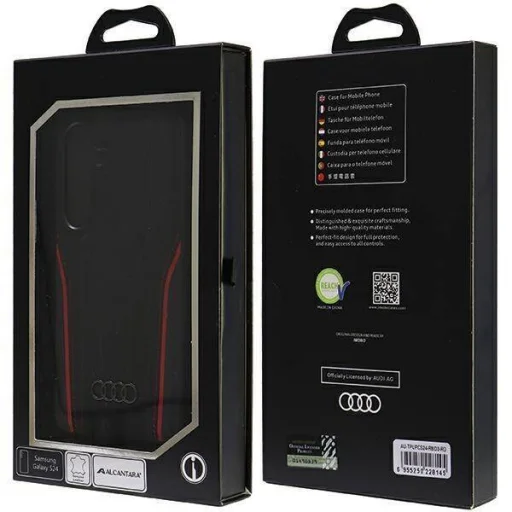  SAMSUNG GALAXY S24 fekete & piros Audi Eredeti Bőr MagSafe Kemény tok (AU-TPUPCS24-R8/D3-RD) - 7