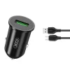 XO autós töltő TZ12 QC 3.0 18W 1x USB fekete + microUSB kábel thumbnail