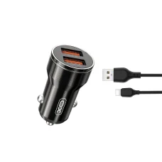 XO autós töltő CC48 2x USB 2,4A fekete + USB-C kábel