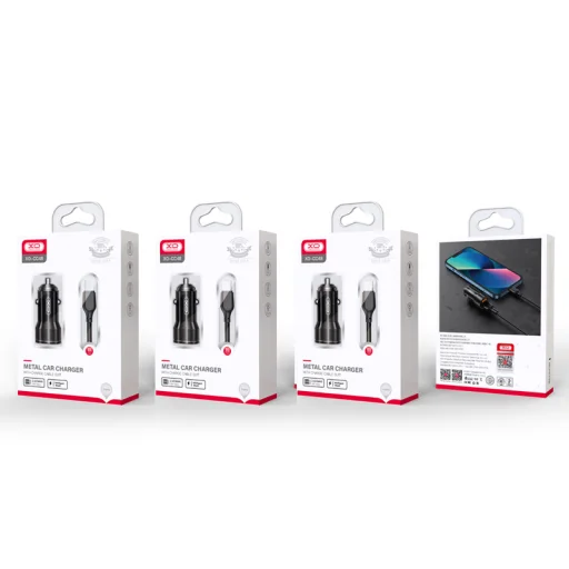 XO autós töltő CC48 2x USB 2,4A fekete + USB-C kábel - 3