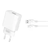 XO fali töltő CE02D QC 3.0 18W 1x USB fehér + microUSB kábel