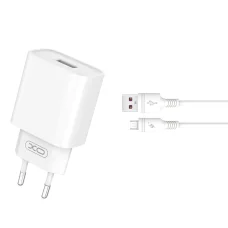 XO fali töltő CE02D QC 3.0 18W 1x USB fehér + microUSB kábel