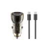 XO autós töltő CC60 60W 1x USB 1x USB-C fekete + USB-C - USB-C kábel