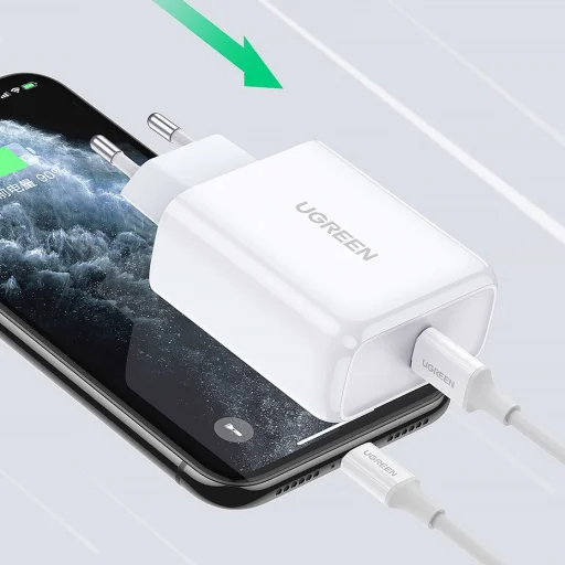 Ugreen univerzális hálózati gyorstöltő USB Type-C aljzattal 45 W PD Power Delivery fehér (60464) - 5