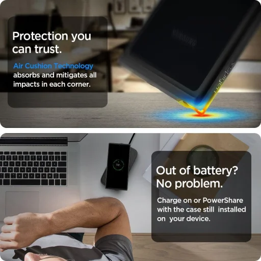 Spigen hybrid tok Samsung Note 20 matt fekete színben - 2