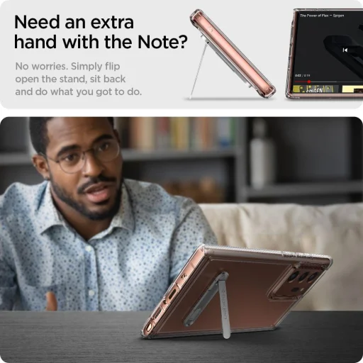 Spigen hybrid S tok Samsung Note 20 Ultra kihajtható támasszal crystal clear színben (ACS01395) - 13