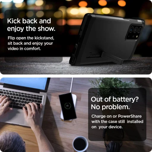 Spigen Tough Armor tok kihajtható támasszal Samsung Note 20 UItra fekete - 10