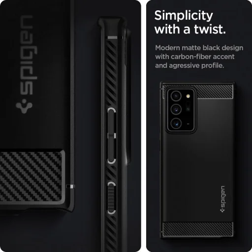 Spigen Rugged armor tok Samsung Note 20 Ultra matt fekete (ACS01391) - 10