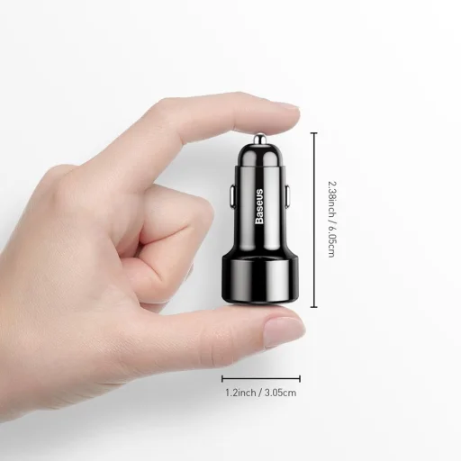 Baseus Magic Series Dual QC autós töltő kijelzővel 2x USB QC3.0 45W 6A fekete (CCMLC20A-01) - 6